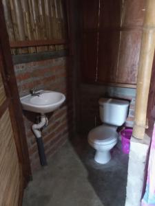 bagno con servizi igienici e lavandino di Casa de la playa la Malinche a Santa Cruz