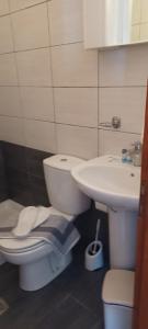 a bathroom with a toilet and a sink at Star Sianna Village Rooms to let in Siána