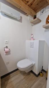 a white bathroom with a toilet and a sink at HOME ET HOLIDAY La Muscadelle in Viviers