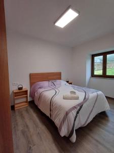 a bedroom with a bed and a window at Casa O Sopé in Filgueira