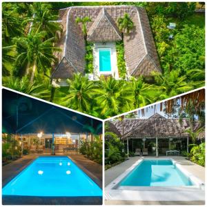 un collage de fotos de una casa y una piscina en VillaMilla luxury Pool Room Koh Phangan, en Ban Madua Wan