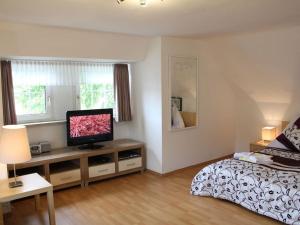 um quarto com uma cama e uma televisão de ecrã plano em Daun Comfortable holiday residence em Daun