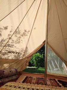 a close up of a tent with a window at Camping Kromidovo in Kromidovo