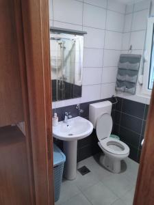a small bathroom with a toilet and a sink at A l e k a in Radovići