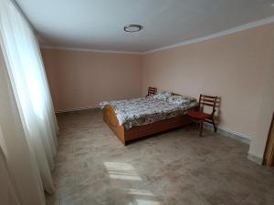 ein Schlafzimmer mit einem Bett und einem Stuhl darin in der Unterkunft Hotel Giurgiulesti 