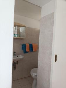 a bathroom with a toilet and a sink at Sobe Černilogar in Tolmin