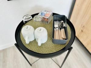 Příslušenství pro přípravu čaje a kávy v ubytování Lous Ferienhaus 1