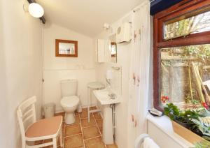 une petite salle de bain avec toilettes et lavabo dans l'établissement Garden Cottage, Wiveliscombe, à Wiveliscombe 8 autres photos