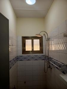 La salle de bains est pourvue d'une douche et d'une fenêtre. dans l'établissement Résidence lynda prestige Ouaga 2000, à Ouagadougou