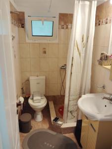 a bathroom with a toilet and a sink at Marathi Apartment in Marathias