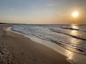 コウォブジェクにあるApartamenty przy Plażyの海上日の昇る海岸