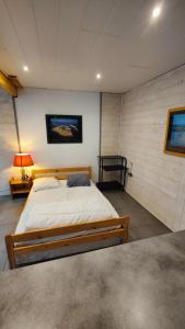 a bedroom with a large bed in a room at Le studio rustique du Bassin in La Teste-de-Buch