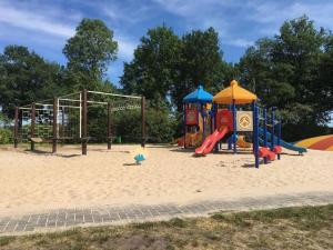 a playground with play equipment in the sand at Chalet Pallegarste 125 in Mariënberg