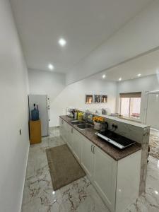 uma cozinha com um lavatório e uma bancada em Rashed Farm em Al Rahba