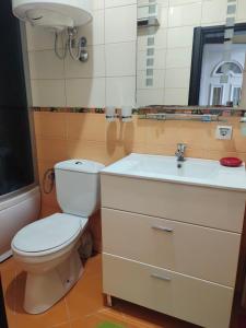 ein Bad mit einem WC und einem Waschbecken in der Unterkunft Bright Dreams Apartments in Bar