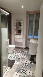 a bathroom with a toilet and a sink at La petite pétillante in Reims