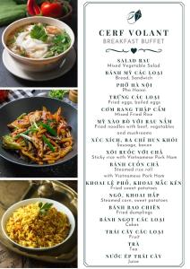 um menu para um restaurante com um prato de comida em Cerf Volant Soc Son Resort em Hanói