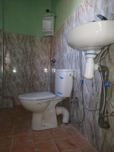 a bathroom with a toilet and a sink at Gite Dar Amgdoule in Tacheddirt