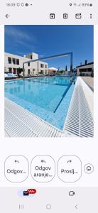 a collage of two photographs of a swimming pool at Apartments Silva in Trogir