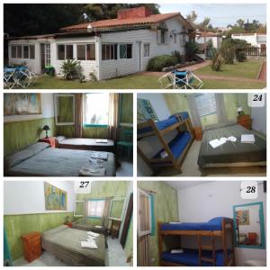 4 fotos diferentes de un dormitorio y una casa en Hotel Gran Córdoba en La Falda