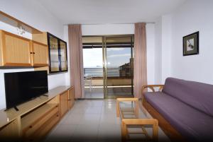 a living room with a couch and a flat screen tv at CASTELMAR 2 DORMITORIOS - Fincas Arena in Benidorm