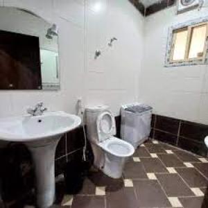 een badkamer met een toilet en een wastafel bij look house in Amman