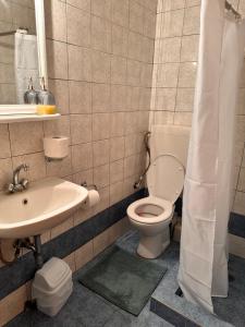 ein Bad mit einem WC und einem Waschbecken in der Unterkunft Luxury Beach House 2 in Xiropigado