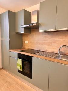 een keuken met roestvrijstalen apparatuur en een wastafel bij TuscanyAnnerelax in Cecina