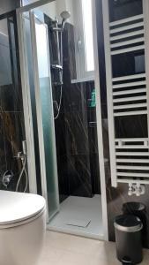 a bathroom with a shower with a toilet and a sink at Casa Luce in Marina di Massa +35 photos