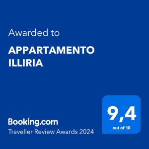 Certifikát, ocenenie alebo iný dokument vystavený v ubytovaní APPARTAMENTO ILLIRIA