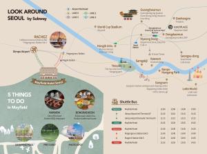 um mapa da cidade de Singapura com atrações em Mayfield Hotel Seoul em Seul