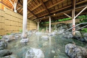 una piscina di acqua con rocce in un edificio di SPRINGS VILLAGE Ashigara-Tanzawa Hot Spring Resort & Glamping - Vacation STAY 42312v a Oyama