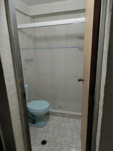 a bathroom with a toilet and a shower at Apartamento alquiler cuidad flamingo in El Marite