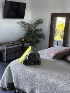 a room with a bed with a towel on it at Chambre d'hôtes Le Clos 67 in Saint-Paul-de-Vence