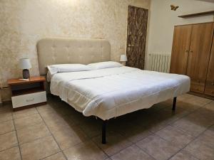 1 dormitorio con 1 cama grande y mesita de noche en Cristian House, en Pomezia