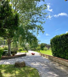 una carretera en un parque con un árbol y césped en Podere Il Ritorno, en Portoferraio