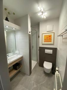 キュールングスボルンにあるStrandstrasse-32-App-41のバスルーム(トイレ、洗面台、シャワー付)