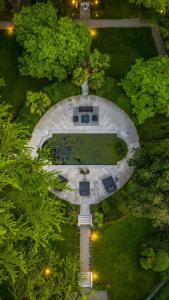 an overhead view of a garden at night at Villa Eden a member of Leading Hotels of the World in Merano