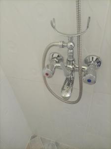 a shower with a hose attached to a wall at Pearl Furnished Home in Buloba
