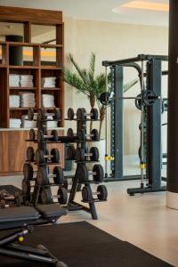 een fitnessruimte met veel fitnessapparatuur bij Van der Valk Hotel Eindhoven-Best in Best