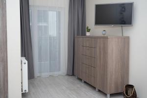 TV a/nebo společenská místnost v ubytování ARAD PLAZA Viktoria Apartament