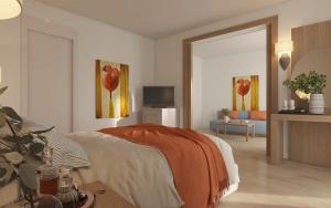 a rendering of a bedroom with a bed and a tv at Marvida Family Eco - All Inclusive & Kids Concept in Side