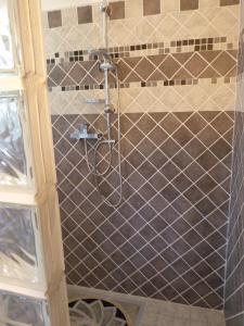 een douche met een slang in de badkamer bij Promesse de vacances réussies in Calcatoggio