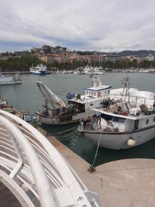 un grupo de barcos atracados en un puerto en Casa vacanza DH, en La Spezia
