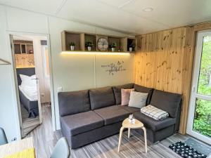 リーデンブルクにあるHoliday Home Rinas Kuschelnest by Interhomeのソファとテーブルのあるリビングルーム