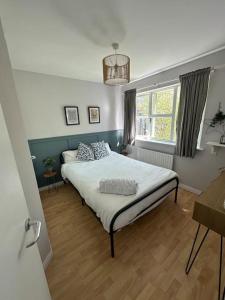 1 dormitorio con 1 cama grande en una habitación en Stunning semi-detached townhouse, Holywood, Sleeps 6 - 10 mins from Belfast en Belfast