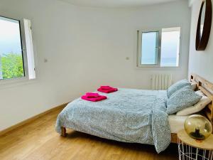 Katil atau katil-katil dalam bilik di Villa vue imprenable sur l’Océan.