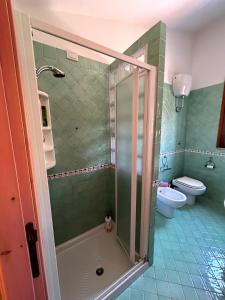 a bathroom with a shower and a toilet at Casa Vacanze Eloise in Quartu SantʼElena