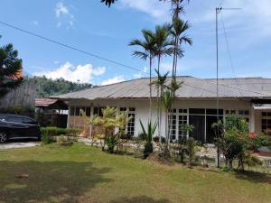 a house with a palm tree in front of it at Villa Ledenfi in Cisarua