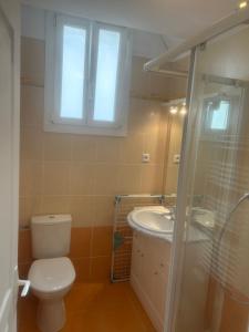 ein Bad mit einem WC und einem Waschbecken in der Unterkunft Appartement centre du village in Cassis